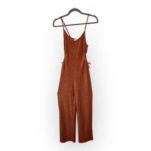 Derek Heart Bronze Metallic Cutout Jumpsuit NYE Holiday Party Strappy Back S